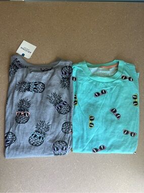 Arizona Jean Company Kids Pineapple & Sunglasses Tops - Gray & Teal Bundle
